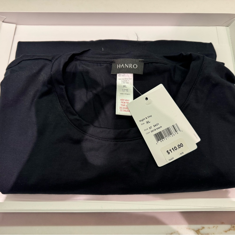 Hanro Men’s Black Long Sleeve Crewneck Tee - XL